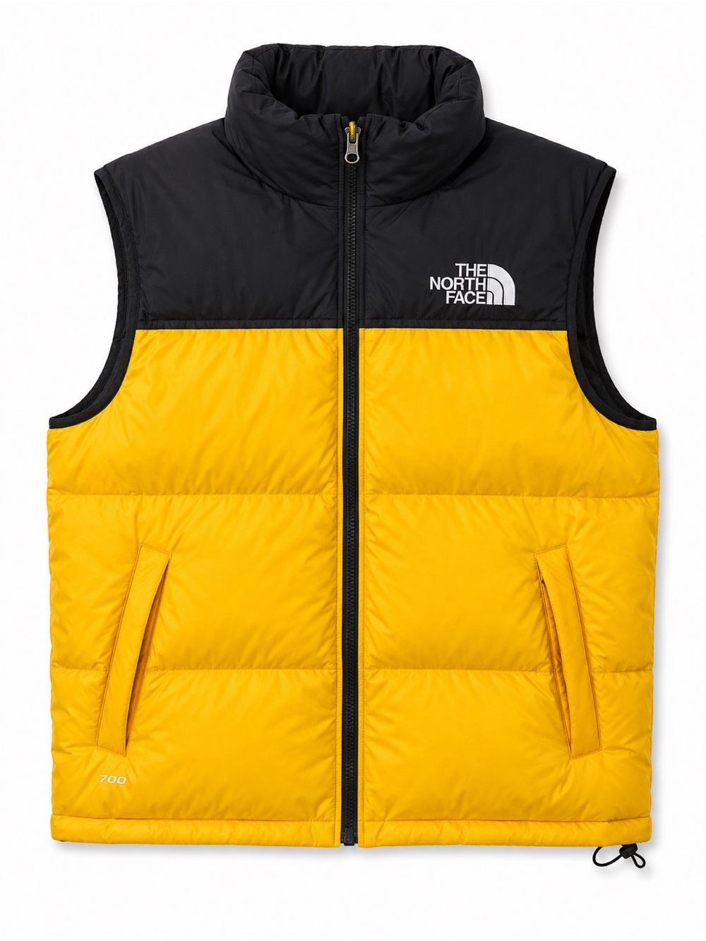 The North Face 1996 Retro Nuptse Vest Yellow Black 700 Down Puffer Mens L